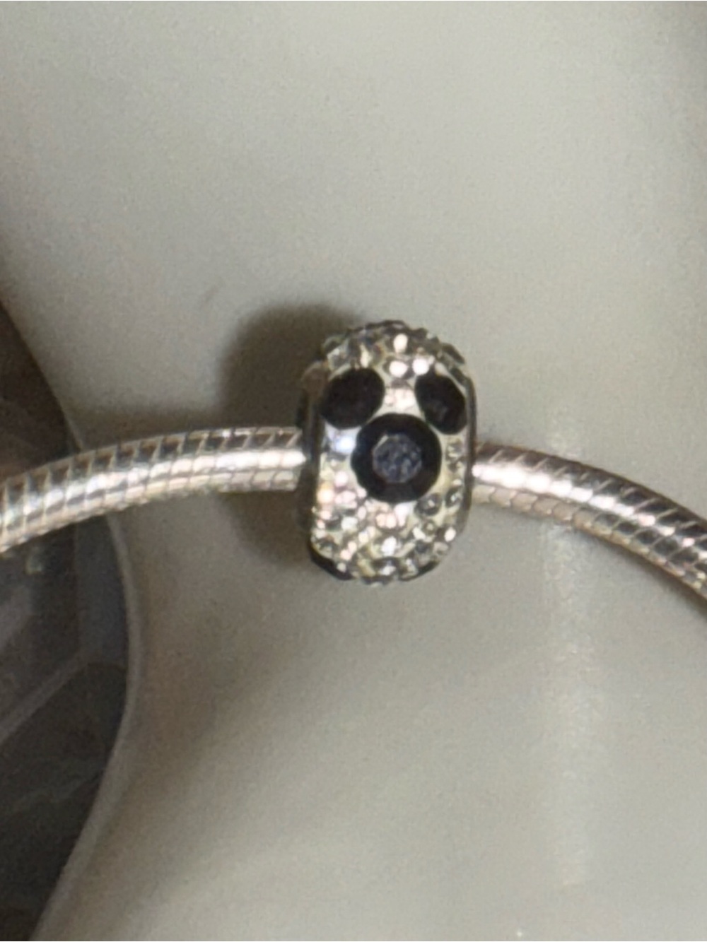 Disney Sterling silver Mickey Bead Charm with Black Crystal Accents